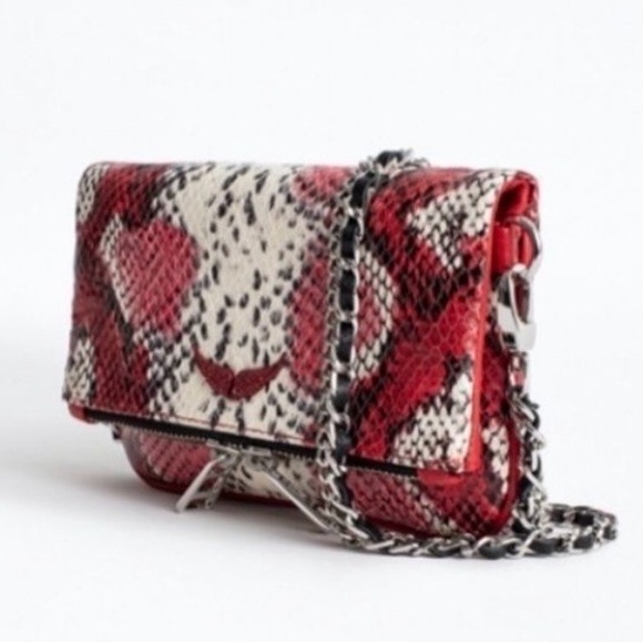 Zadig & Voltaire Red and Black Snakeskin Crossbody Bag - Picture 2 of 9